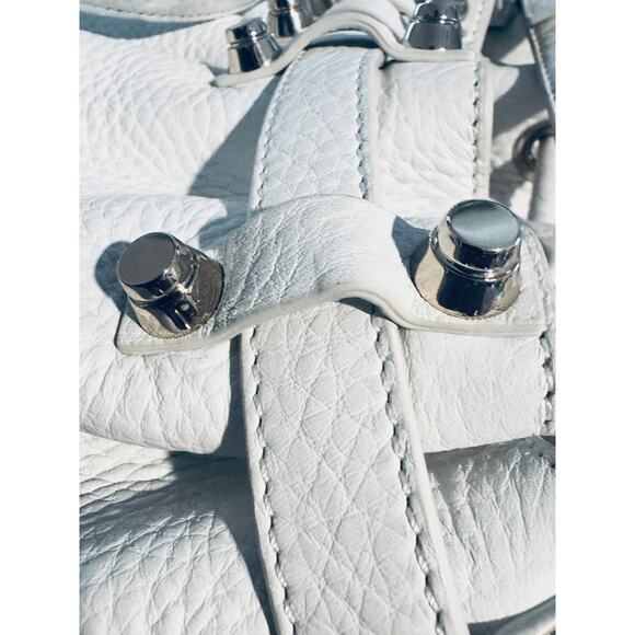 Alexander Wang Authentic Large Rocco White Leather Studded Bucket Bag - Picture 12 of 12